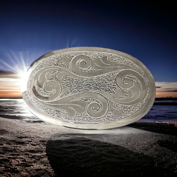 Frye Accessories - Frye Belt Buckle Etched German Silver Western Vintage Southwestern Cowgirl